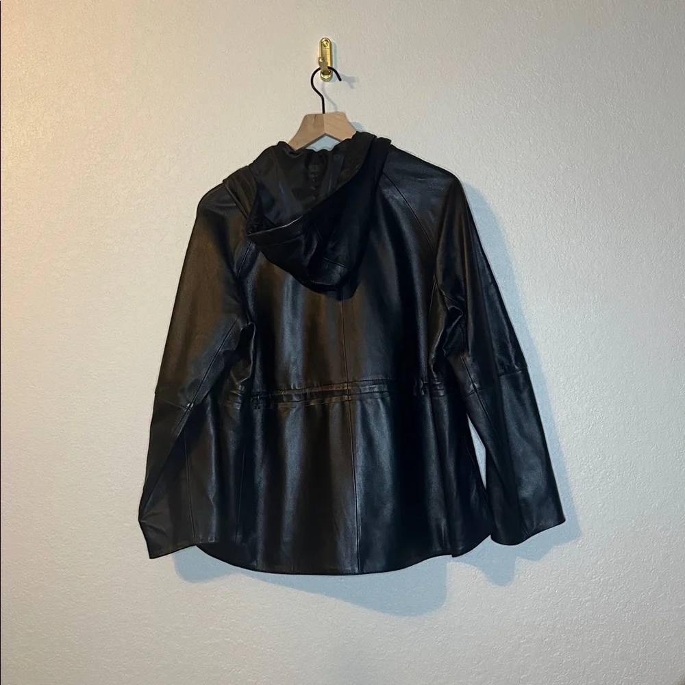 NWT Westbound Women's Black Hooded Lambskin Leather Jacket Size S